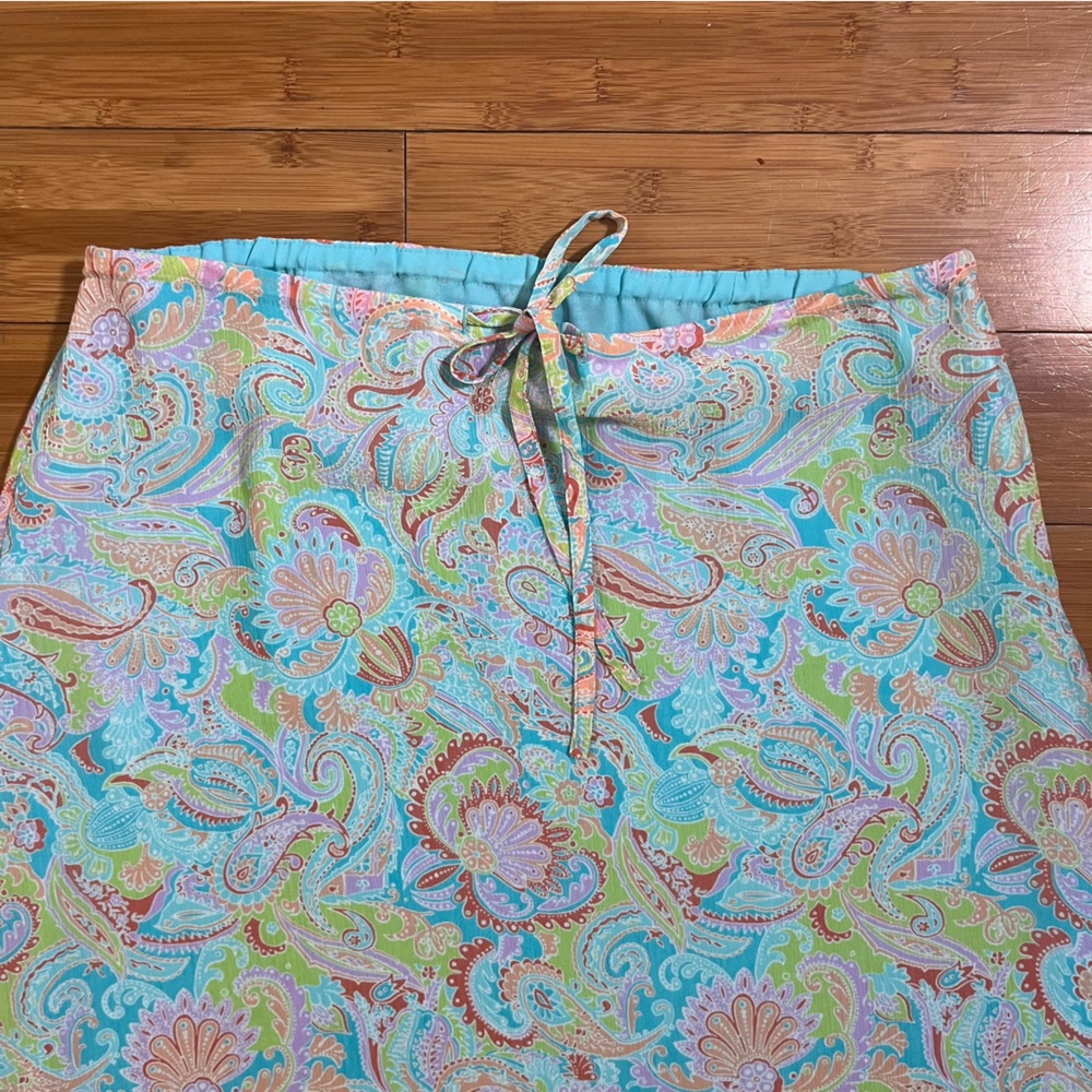 Y2K Crazy Horse Aqua Maxi Ruffle Skirt with Pastel Paisley Accents Mermaidcore - Picture 4 of 9